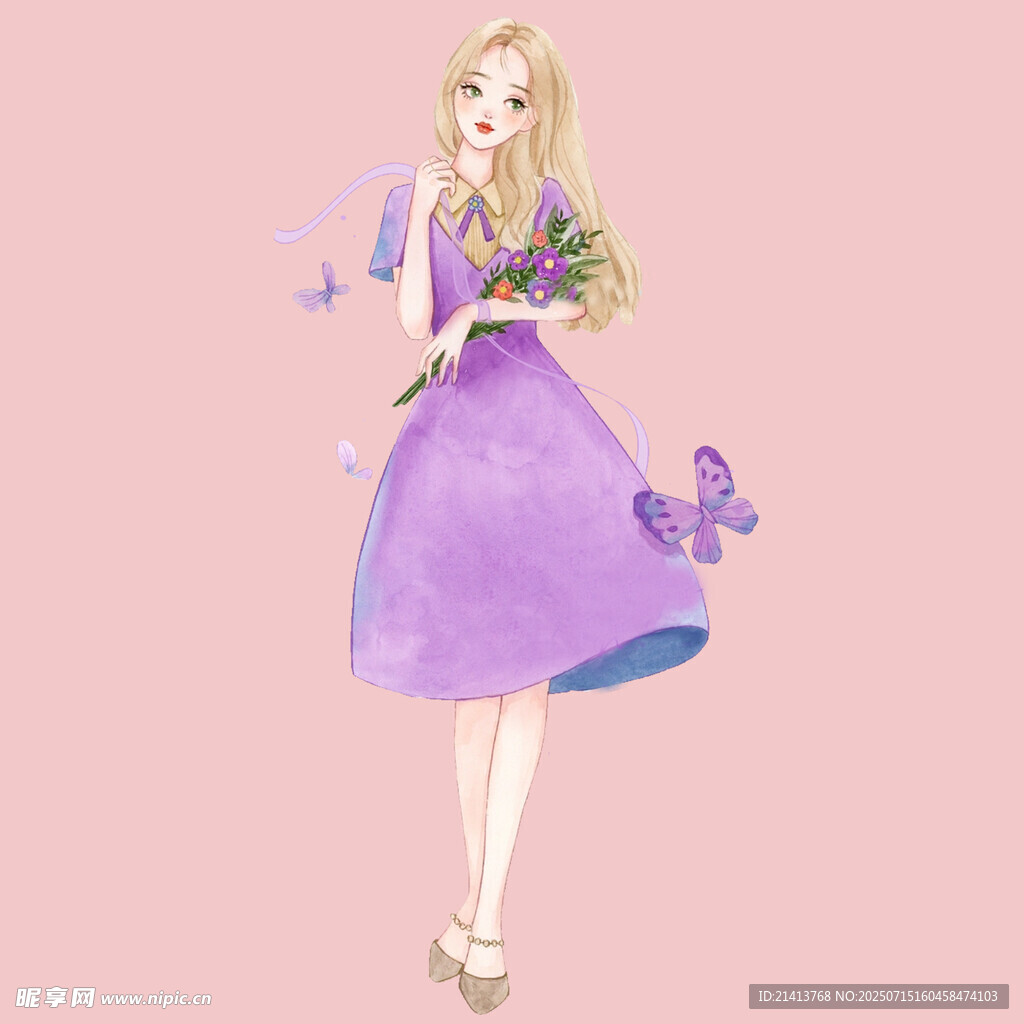身着紫裙的梦幻金发少女