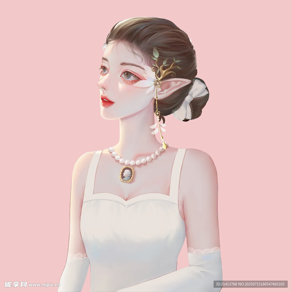 精灵风白衣少女优雅造型