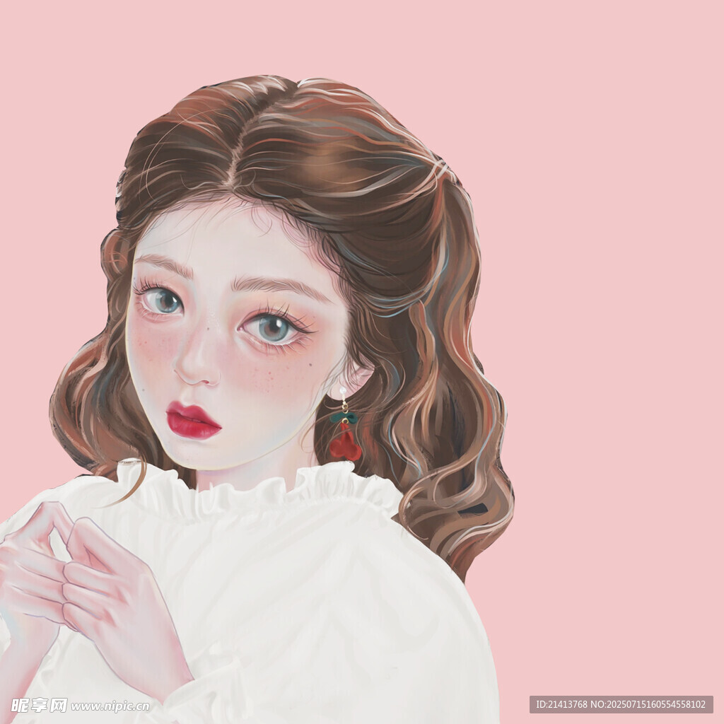 卷发少女的温柔瞬间