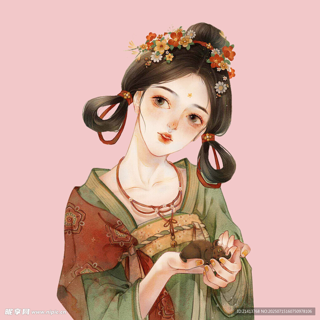 古风少女手持书卷