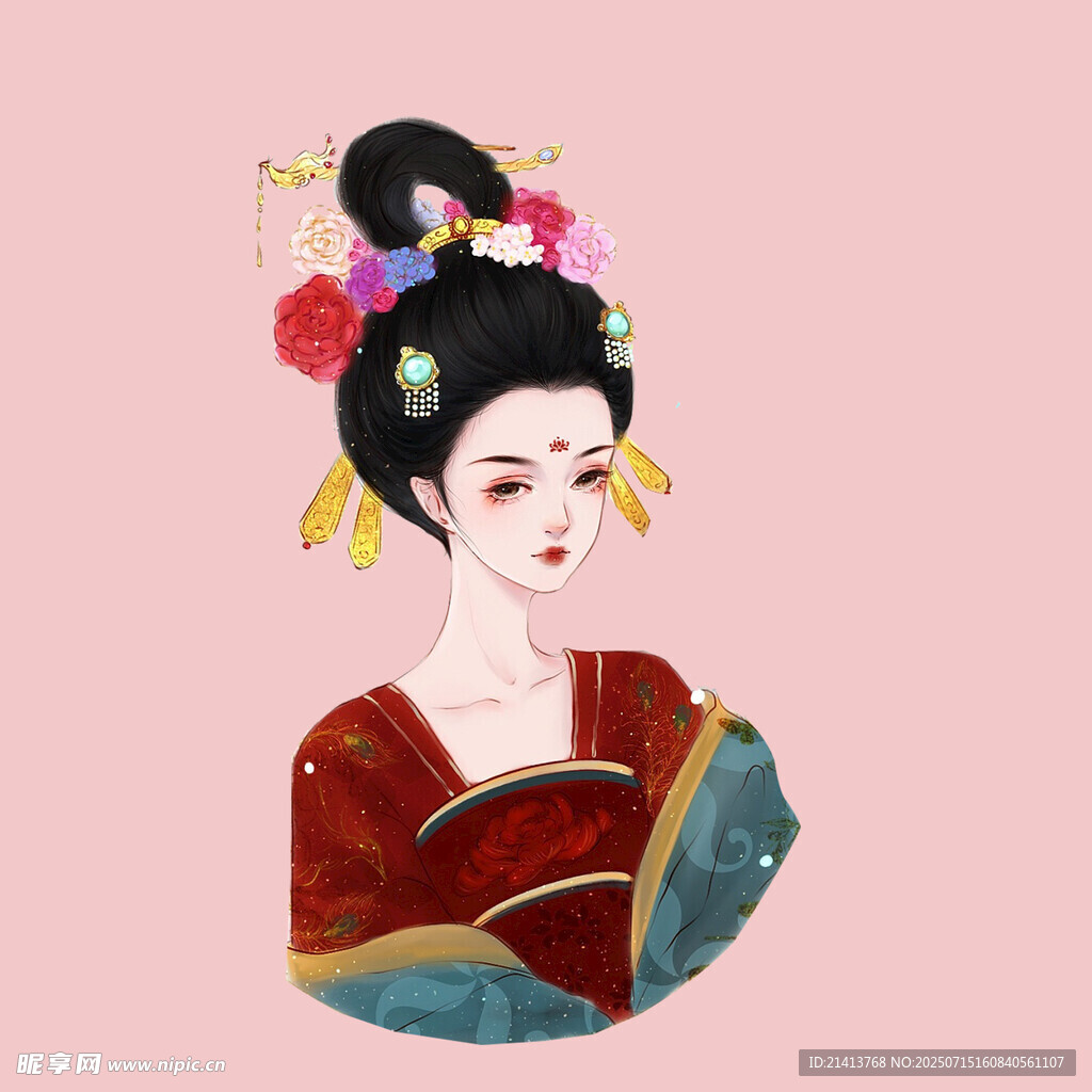 古风唐朝仕女形象插画