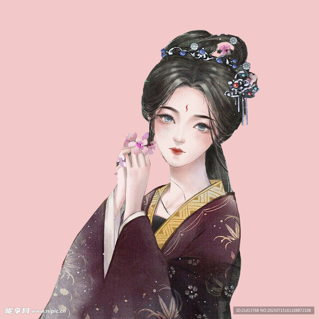 古风佳人  手持娇花展温婉