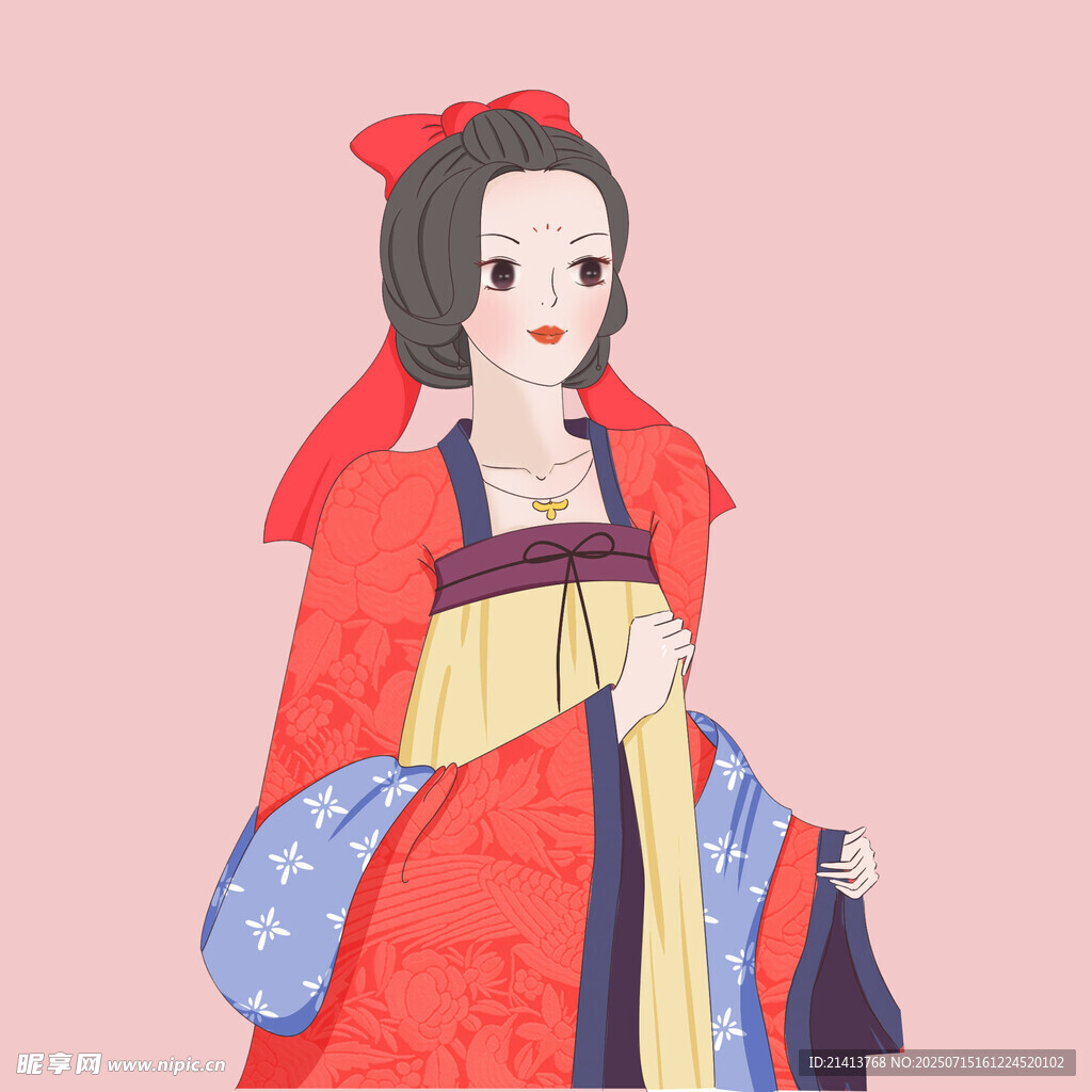 古风红衣汉服女子形象