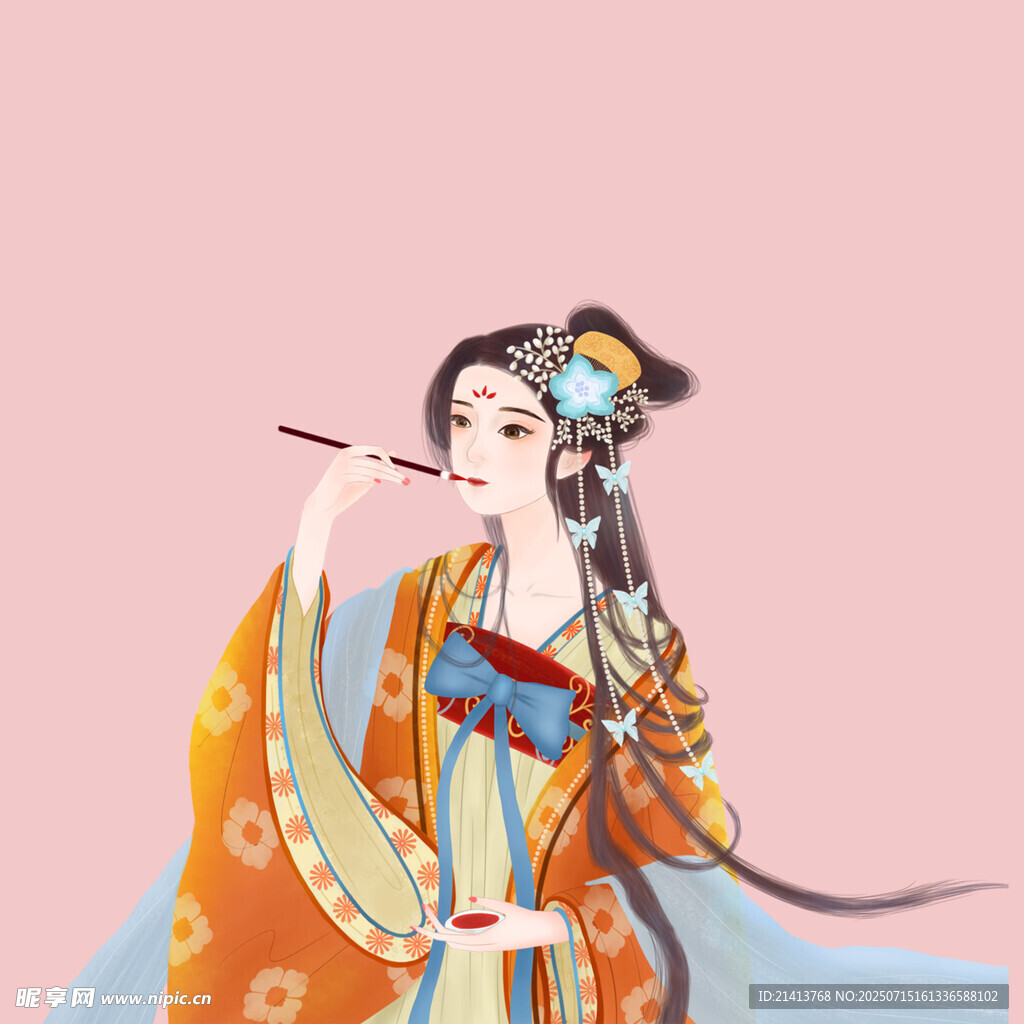 古风女子优雅吹笛