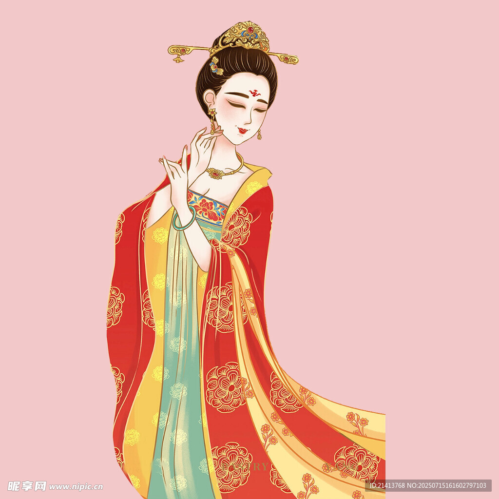 唐朝华服女子优雅姿态