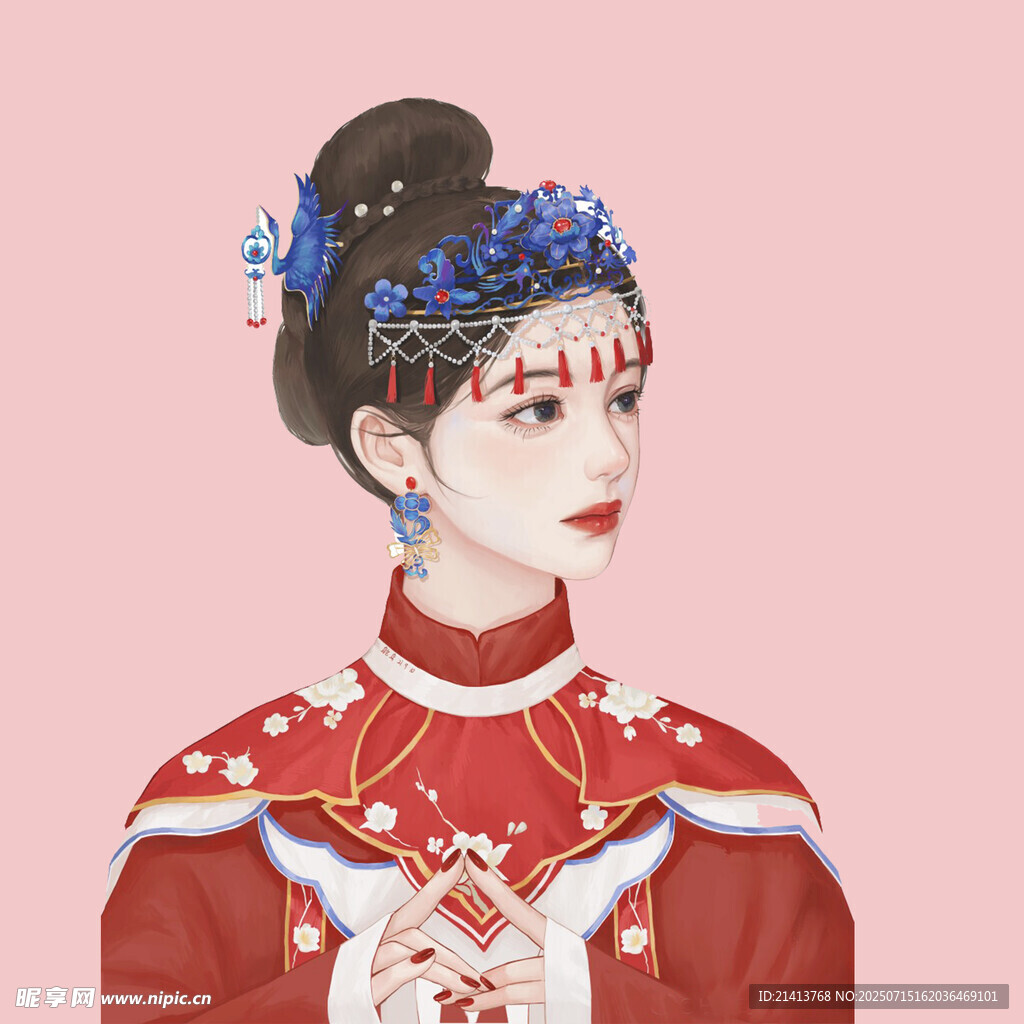 古风红衣女子精致扮相