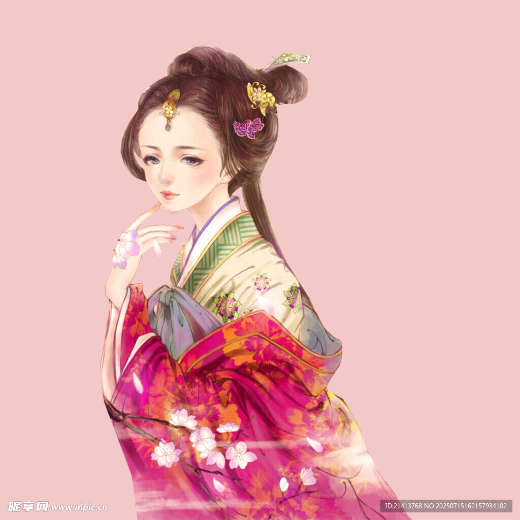 古风汉服女子优雅侧影