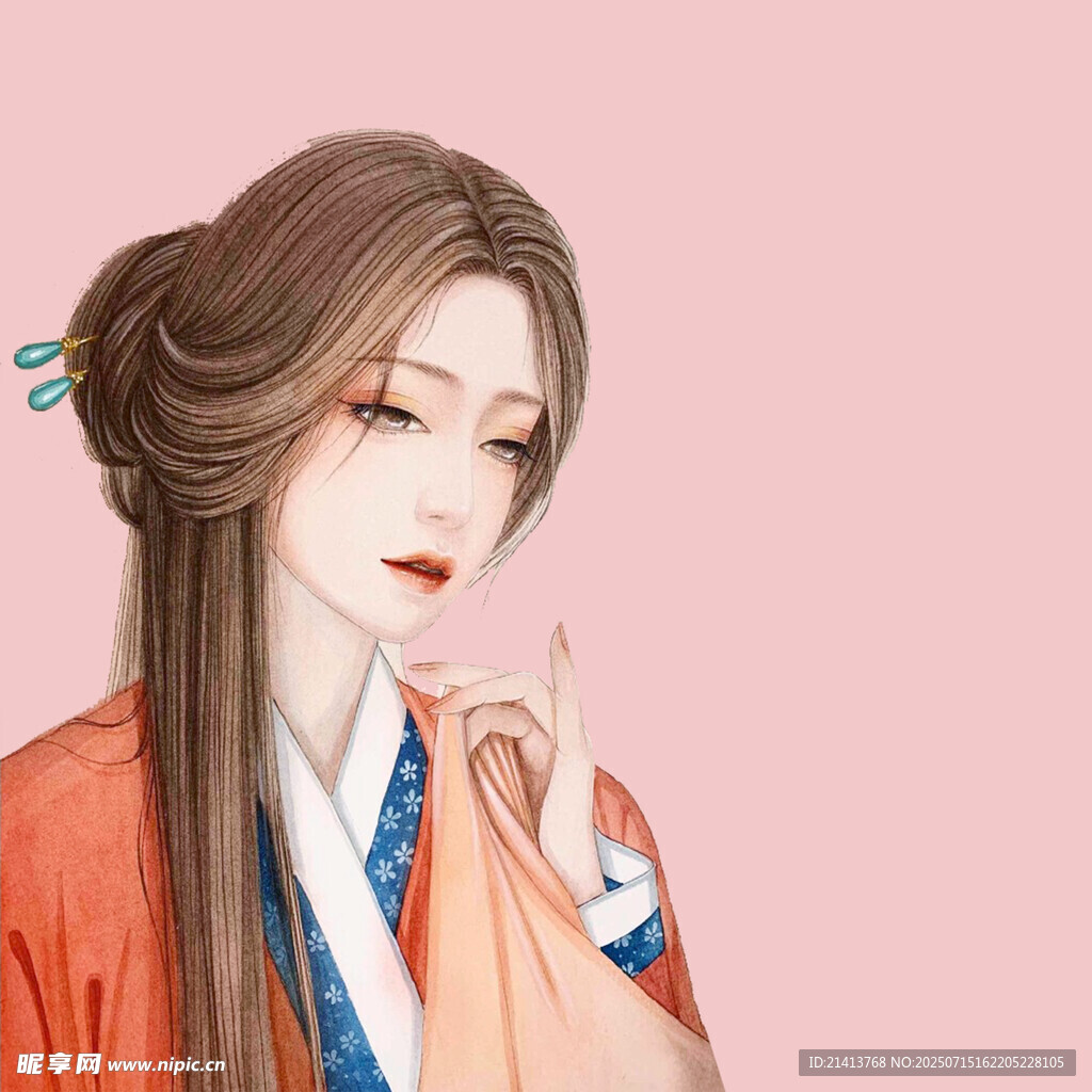 古风汉服女子优雅侧颜