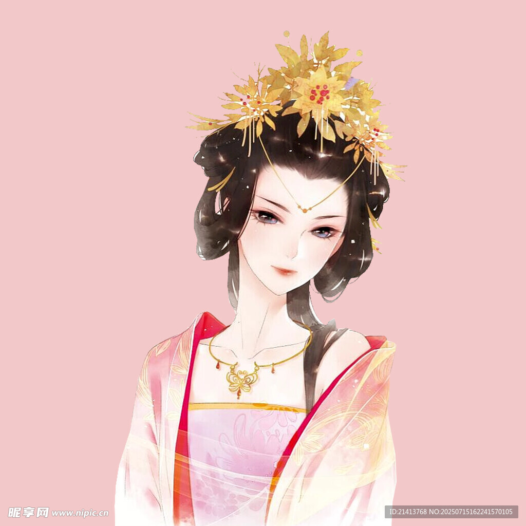 古风唐装女子华丽扮相