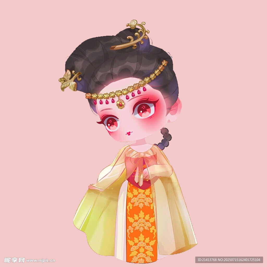 古风可爱唐装卡通小女孩