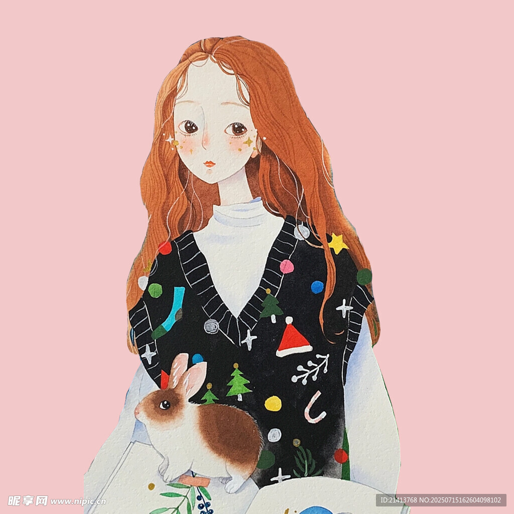 红发女孩与可爱宠物