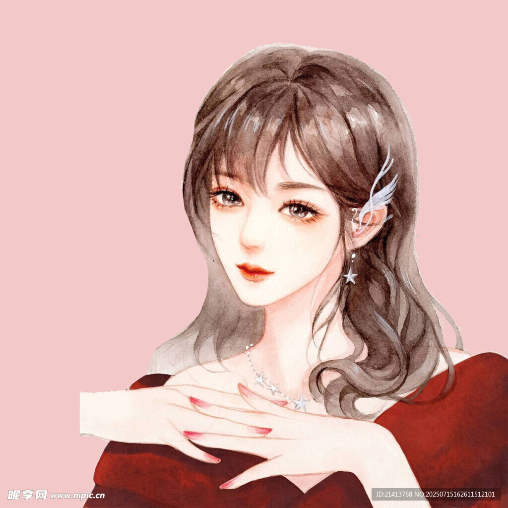 红发优雅少女手部特写