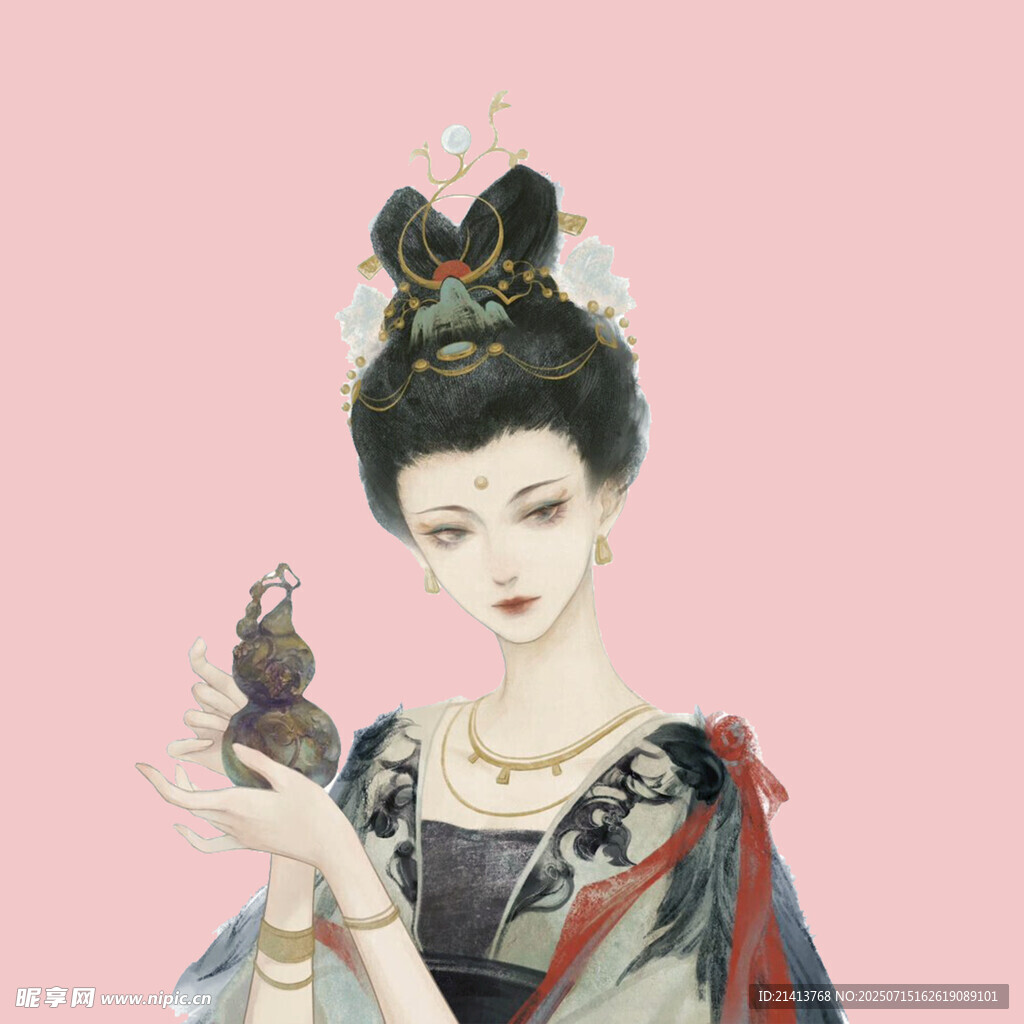 古风仕女手持精巧物件
