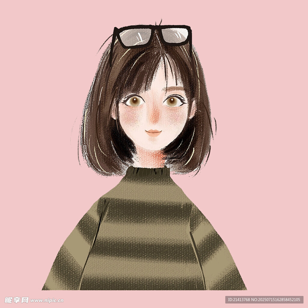 戴墨镜的条纹上衣女孩