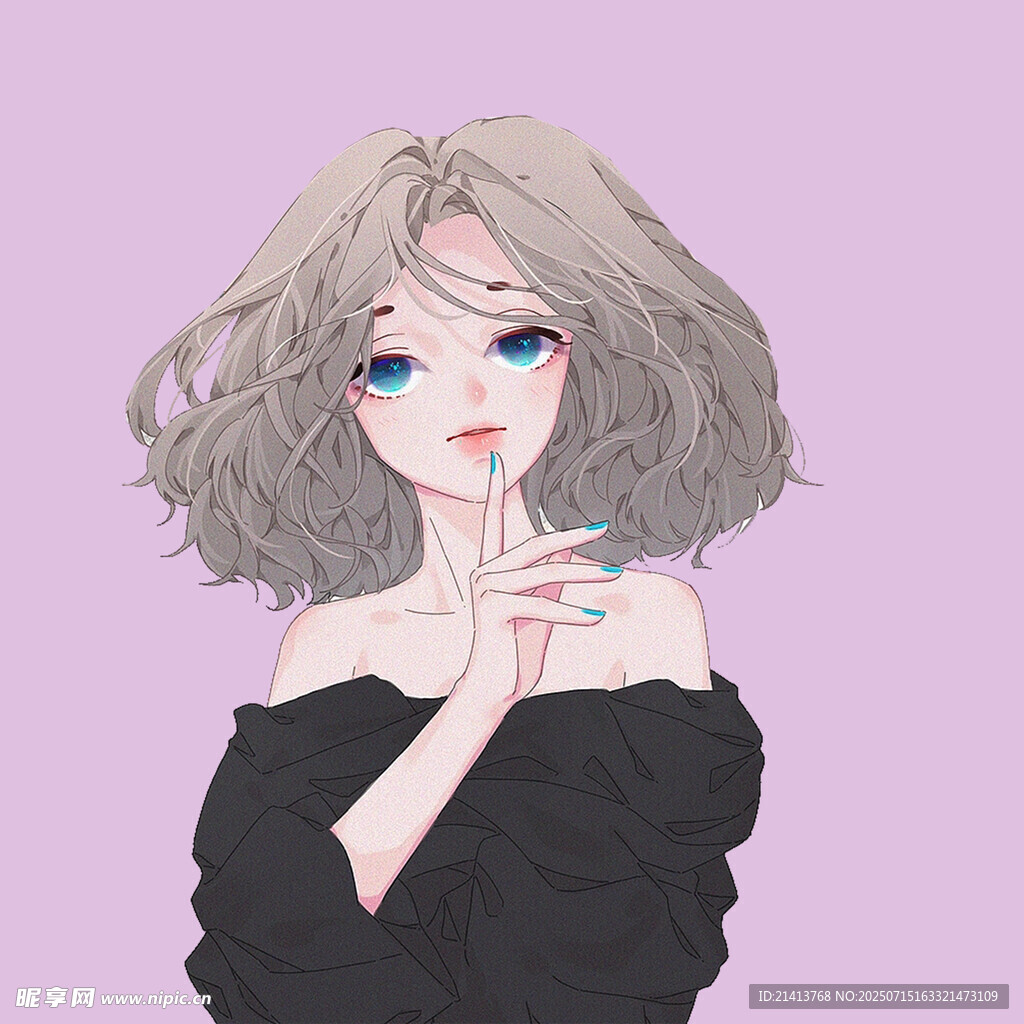 卷发少女的优雅姿态