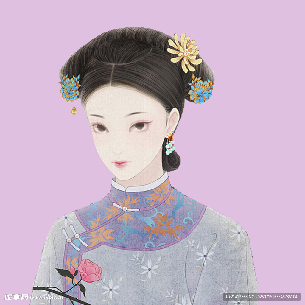 古典旗袍女子  典雅发饰