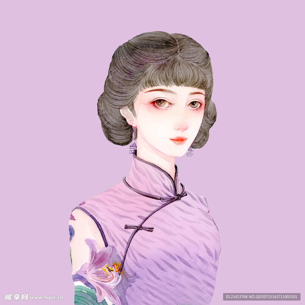 复古旗袍女子优雅形象