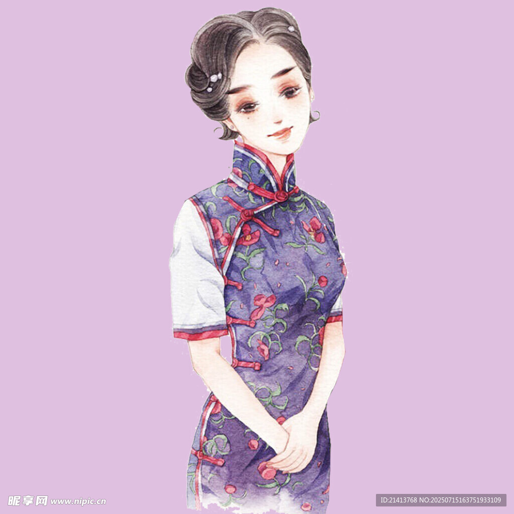古典旗袍女子优雅姿态