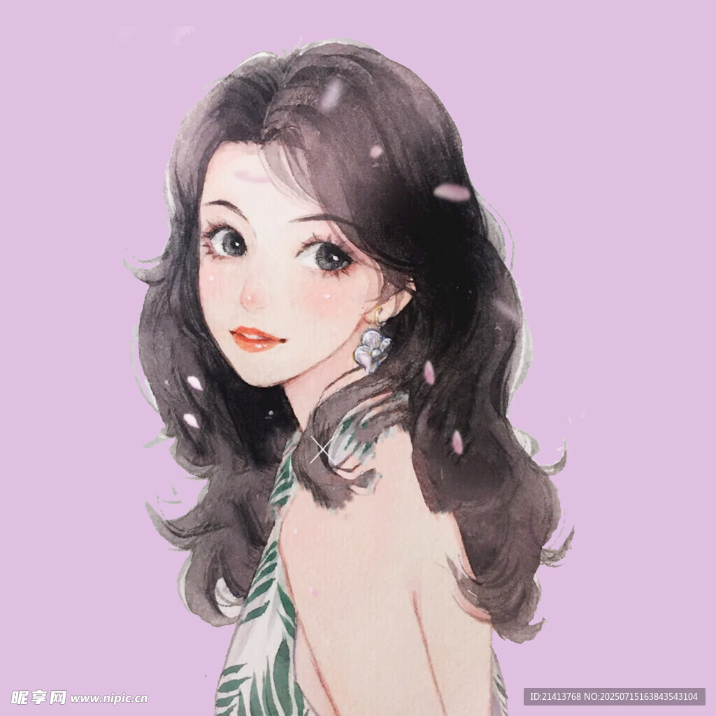 长发女孩的唯美插画形象