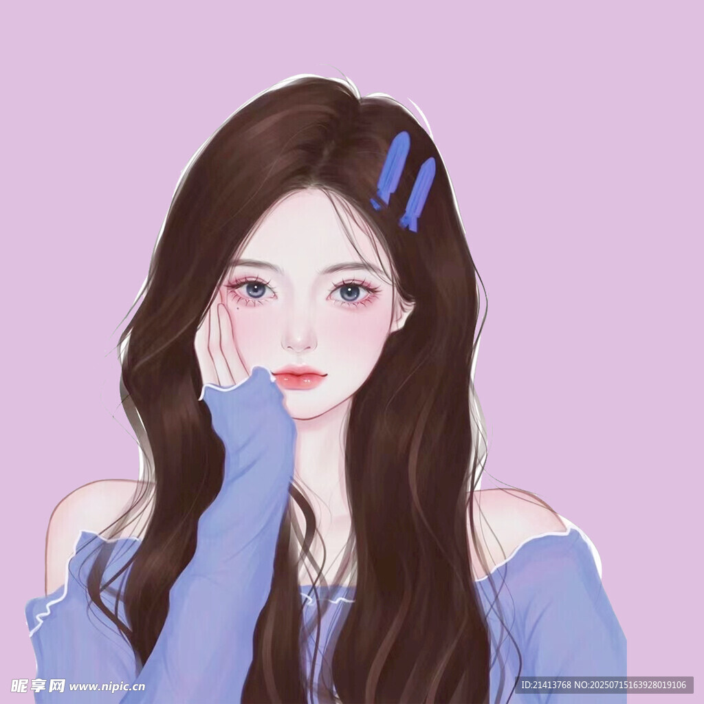 蓝发少女的温柔瞬间