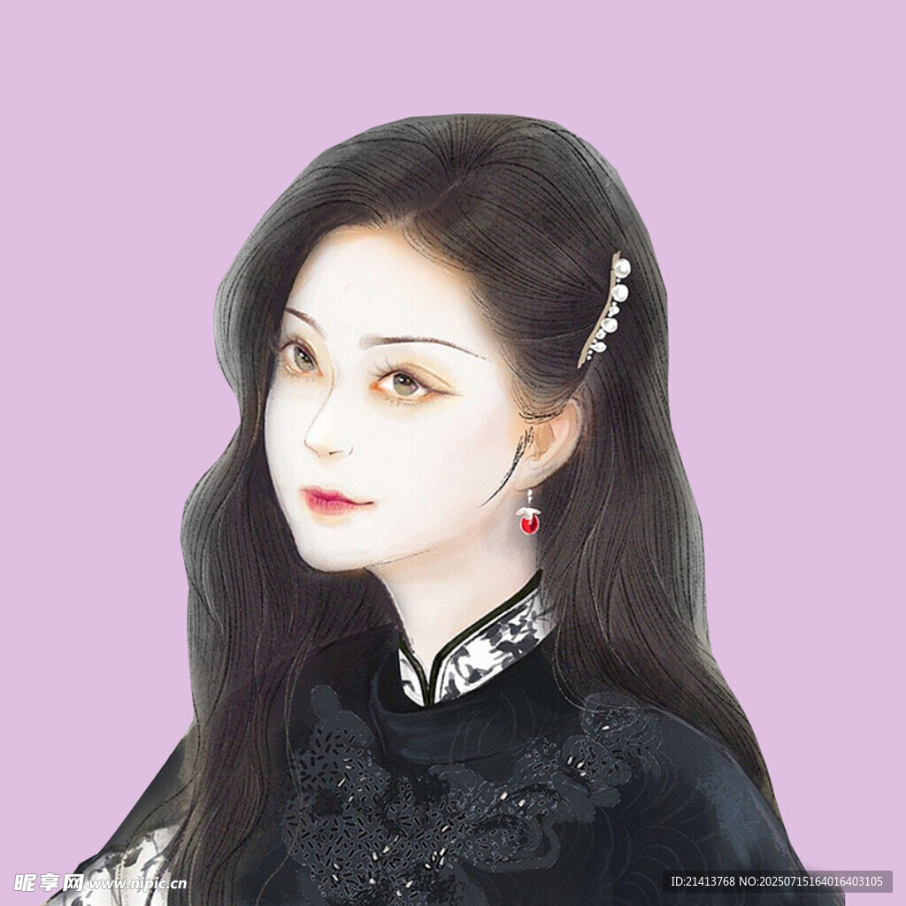 古典长发女子  典雅装扮