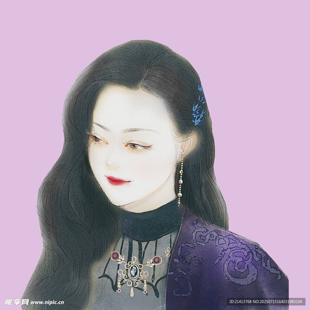 古风紫衣女子优雅侧颜