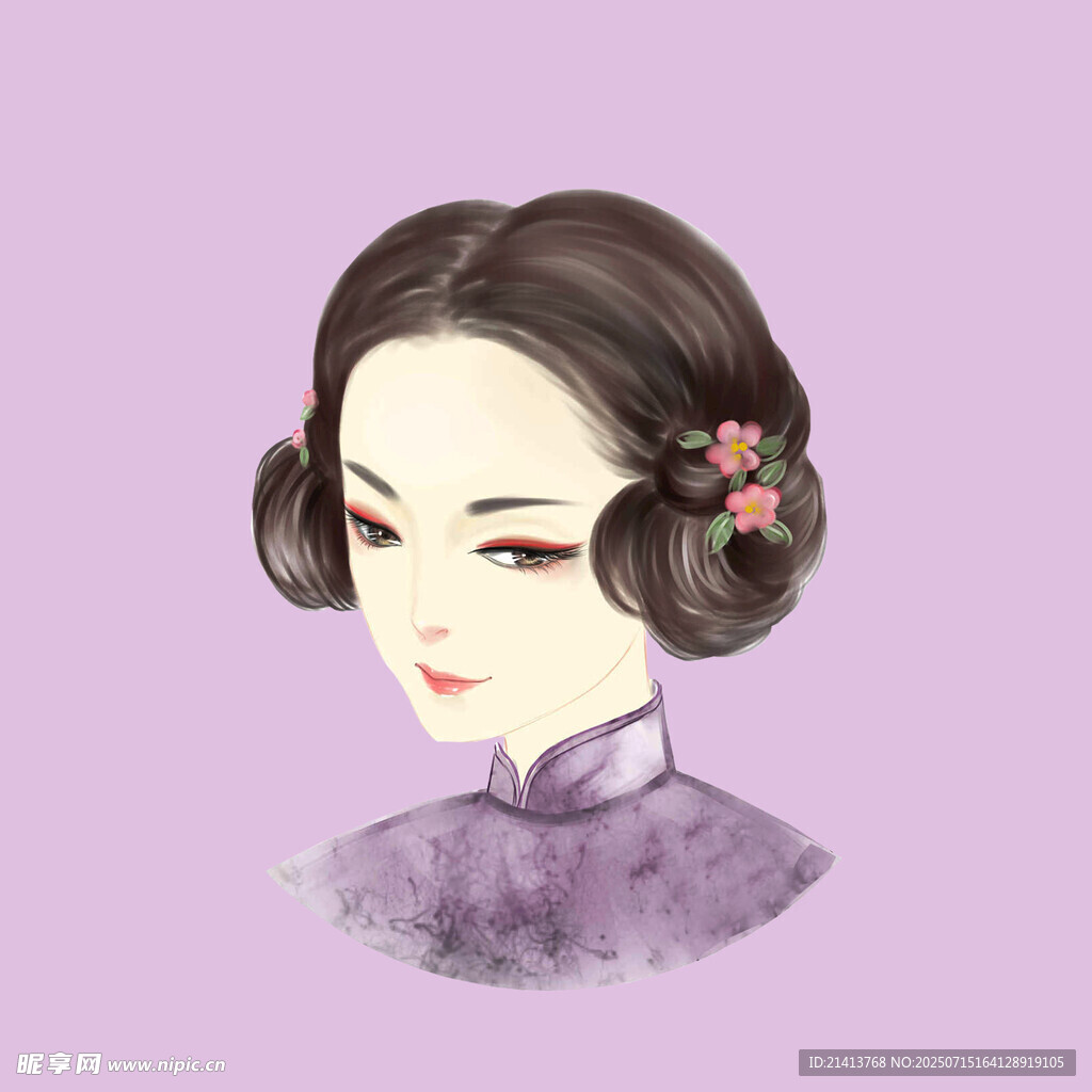 古典旗袍女子优雅侧颜