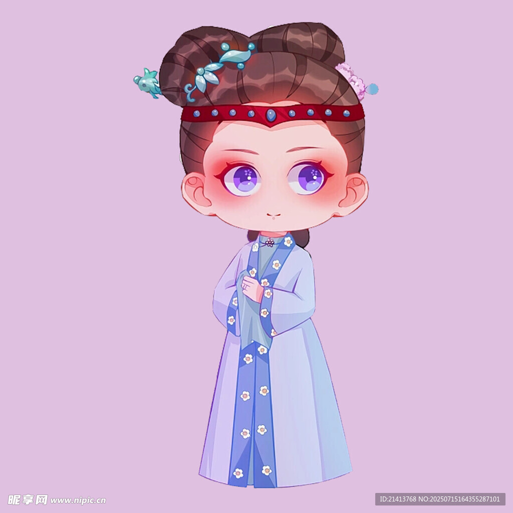 古风可爱卡通古装少女形象