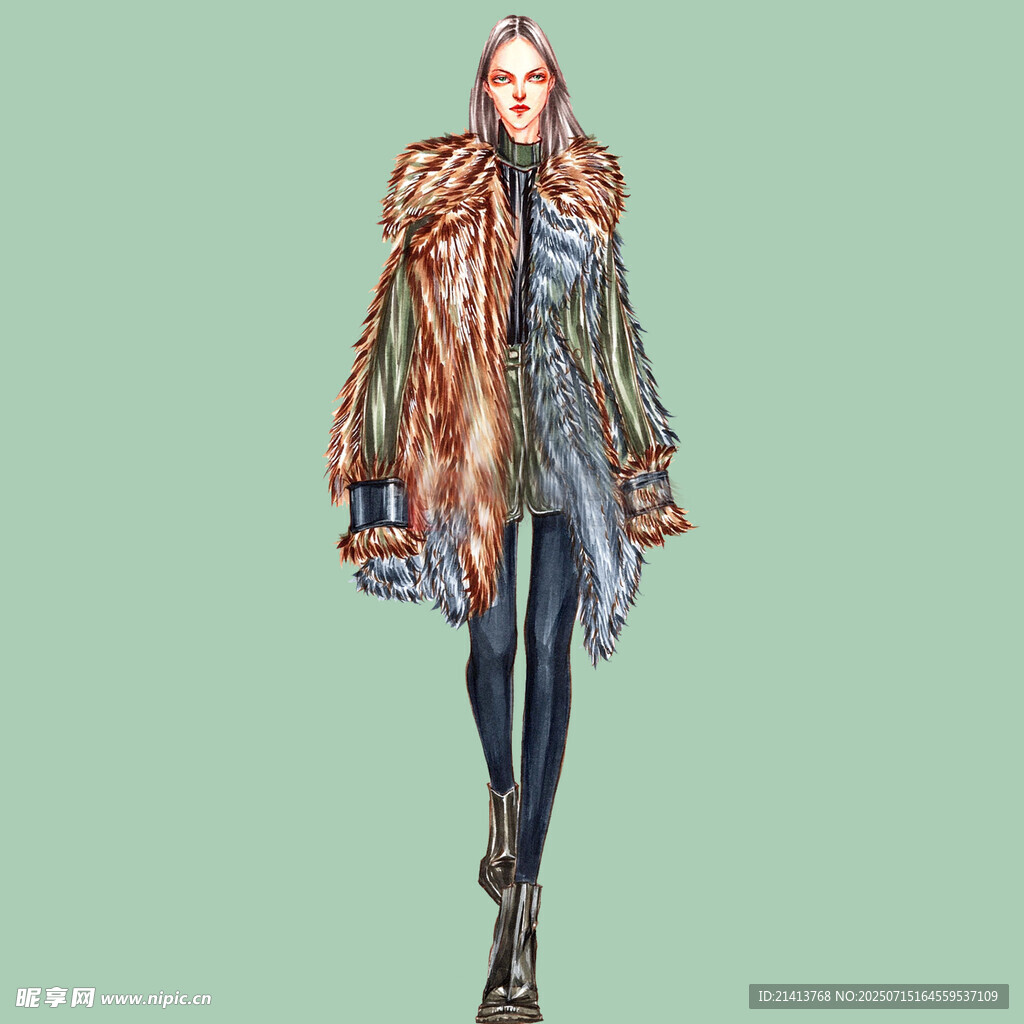 时尚女性秋冬服饰设计图