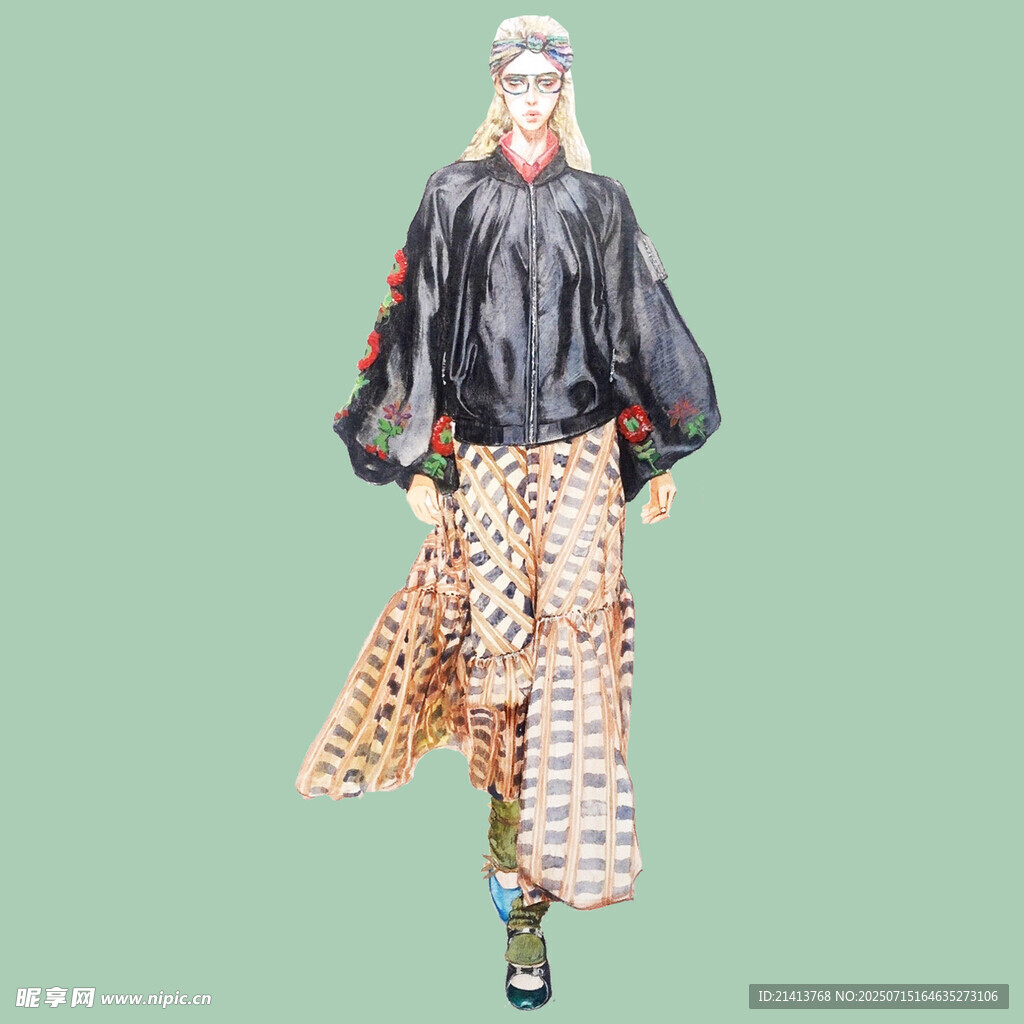 时尚模特展示个性潮流服饰