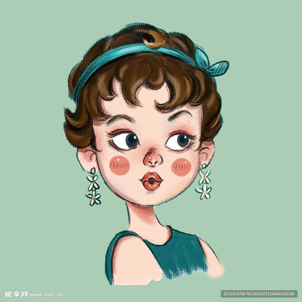 复古风俏皮女孩插画