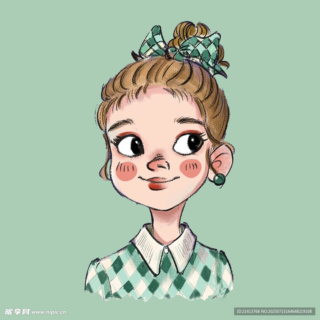 俏皮格子少女头像