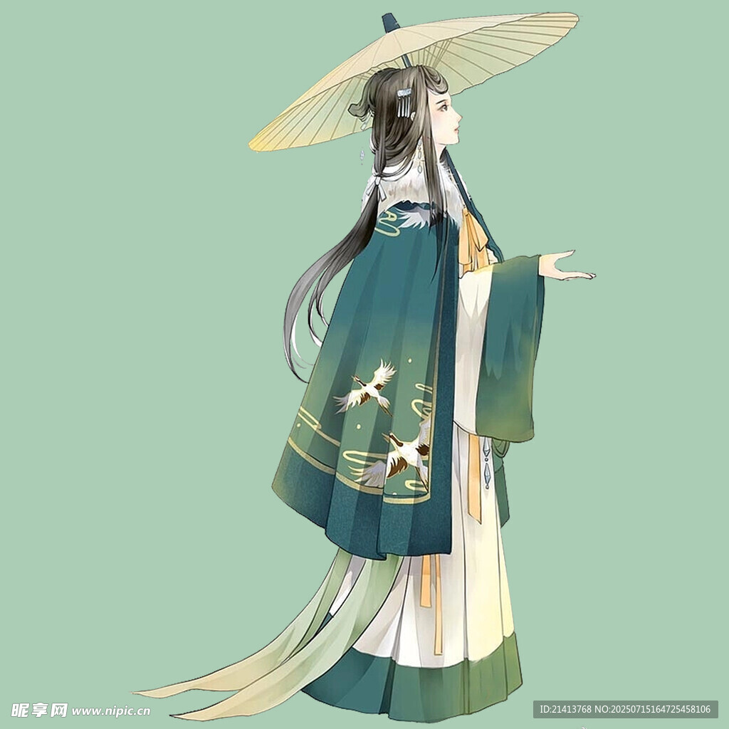 古风持伞汉服女子形象
