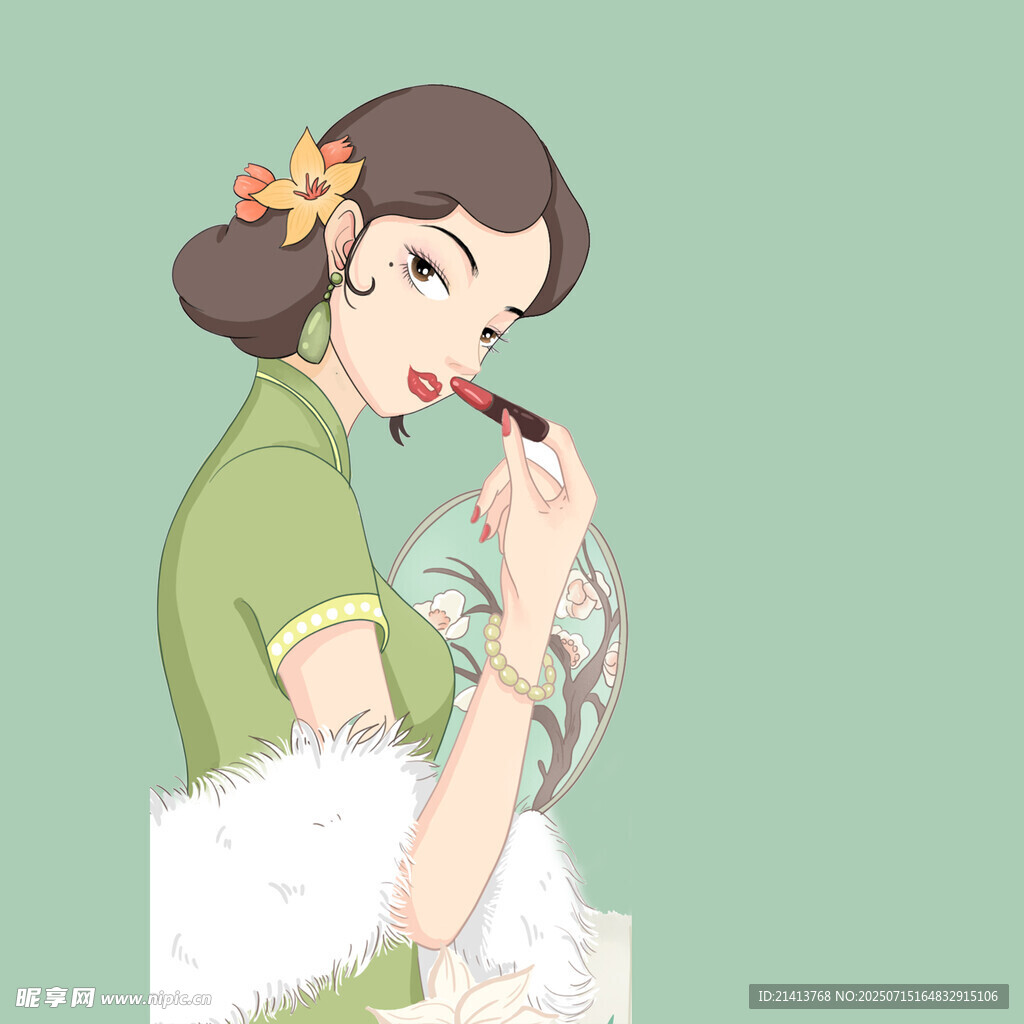 复古女子与猫的优雅瞬间