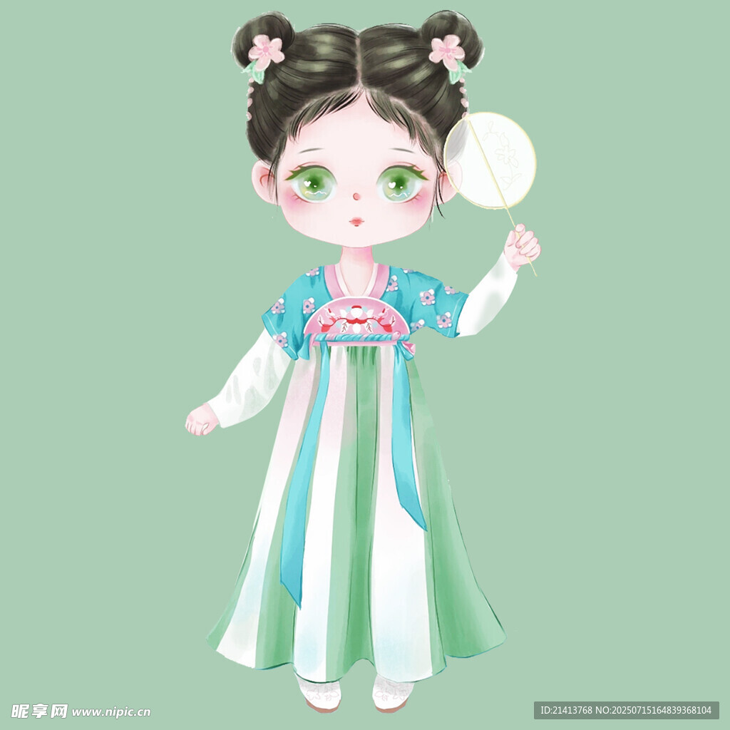 古风卡通少女  手持圆球