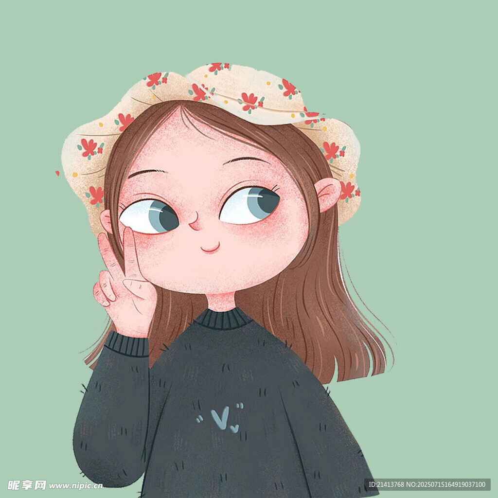 戴花环的俏皮女孩