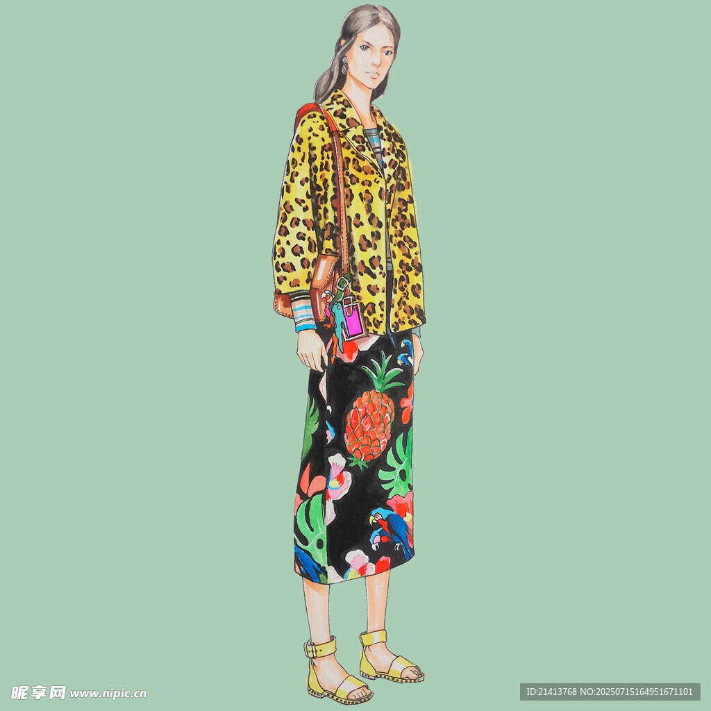 时尚豹纹印花服饰模特展示