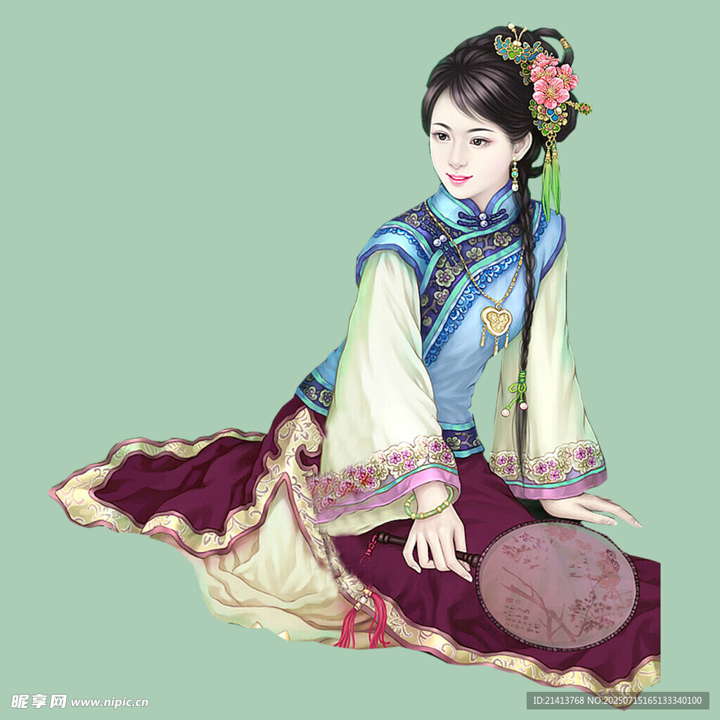 古典旗袍女子优雅坐姿