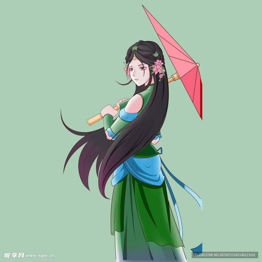 持伞古装女子  温婉动人