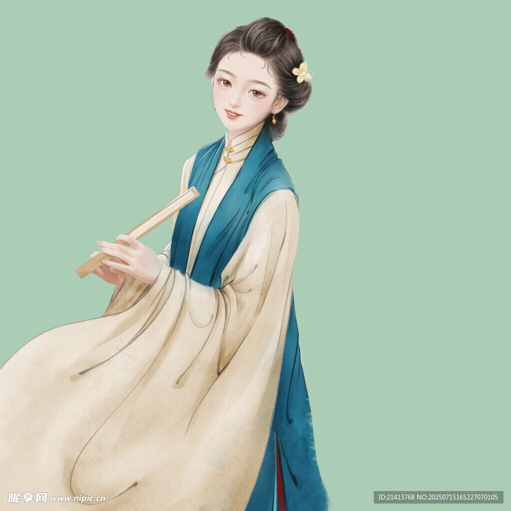 古典汉服女子优雅姿态