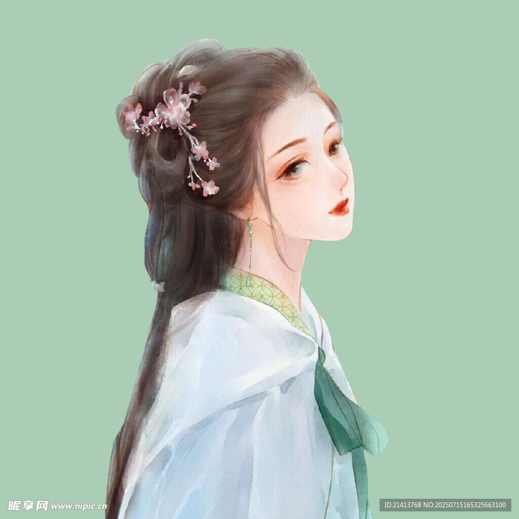 古风女子侧颜  温婉动人