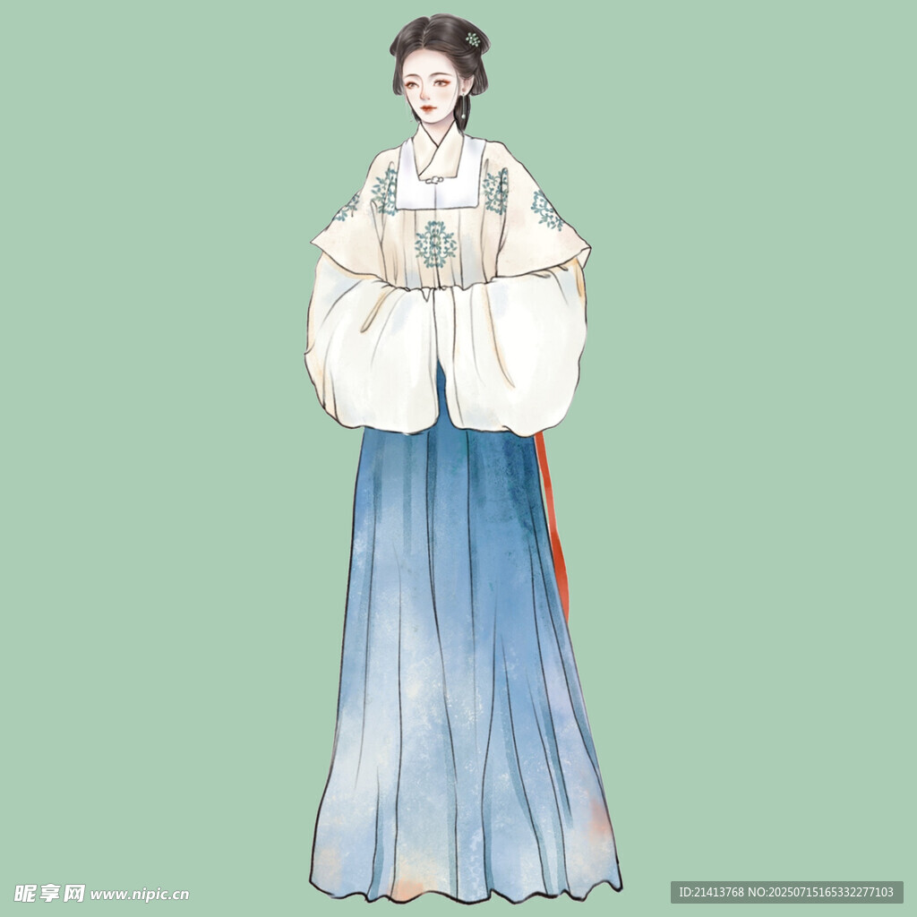 古风女子身着飘逸汉服