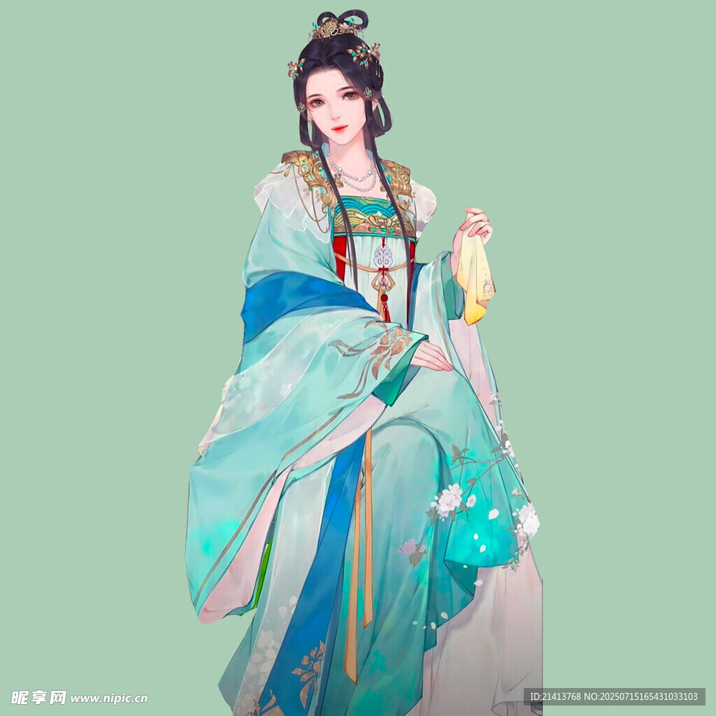 古风汉服女子持鸟笼造型