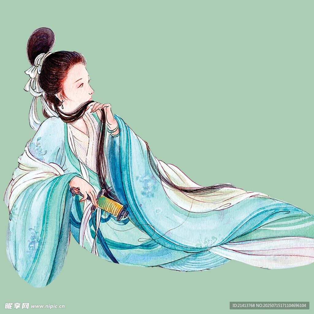 古风美人侧卧图