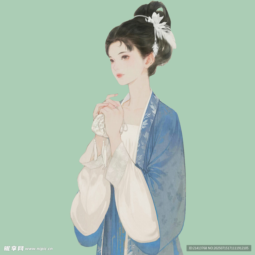 古风女子优雅捧手姿态