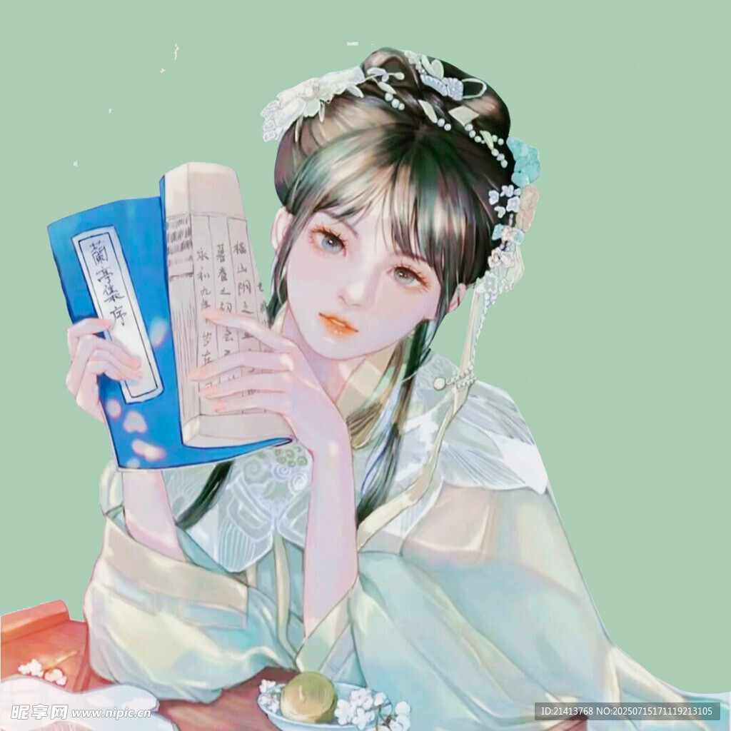 古风少女持书优雅写真