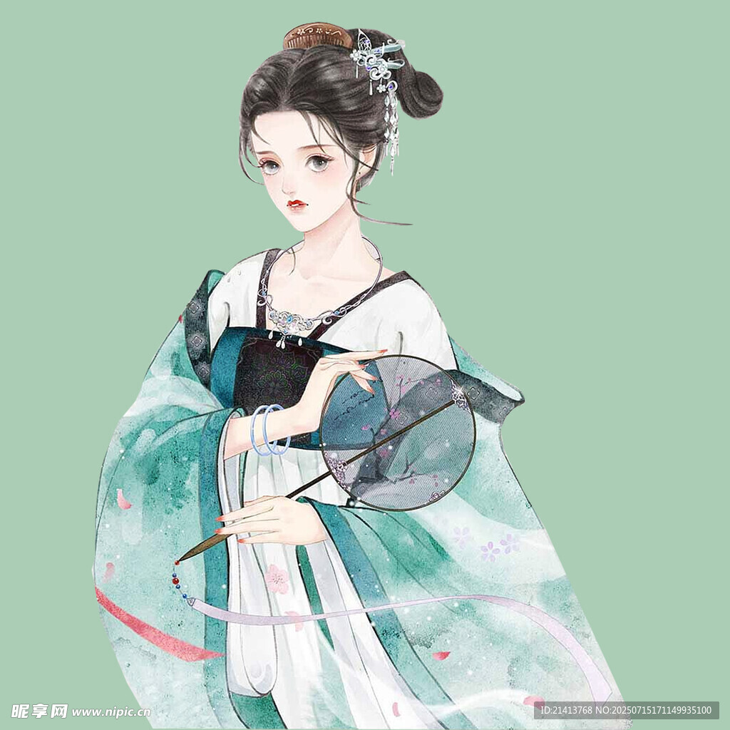 古风持扇女子优雅形象