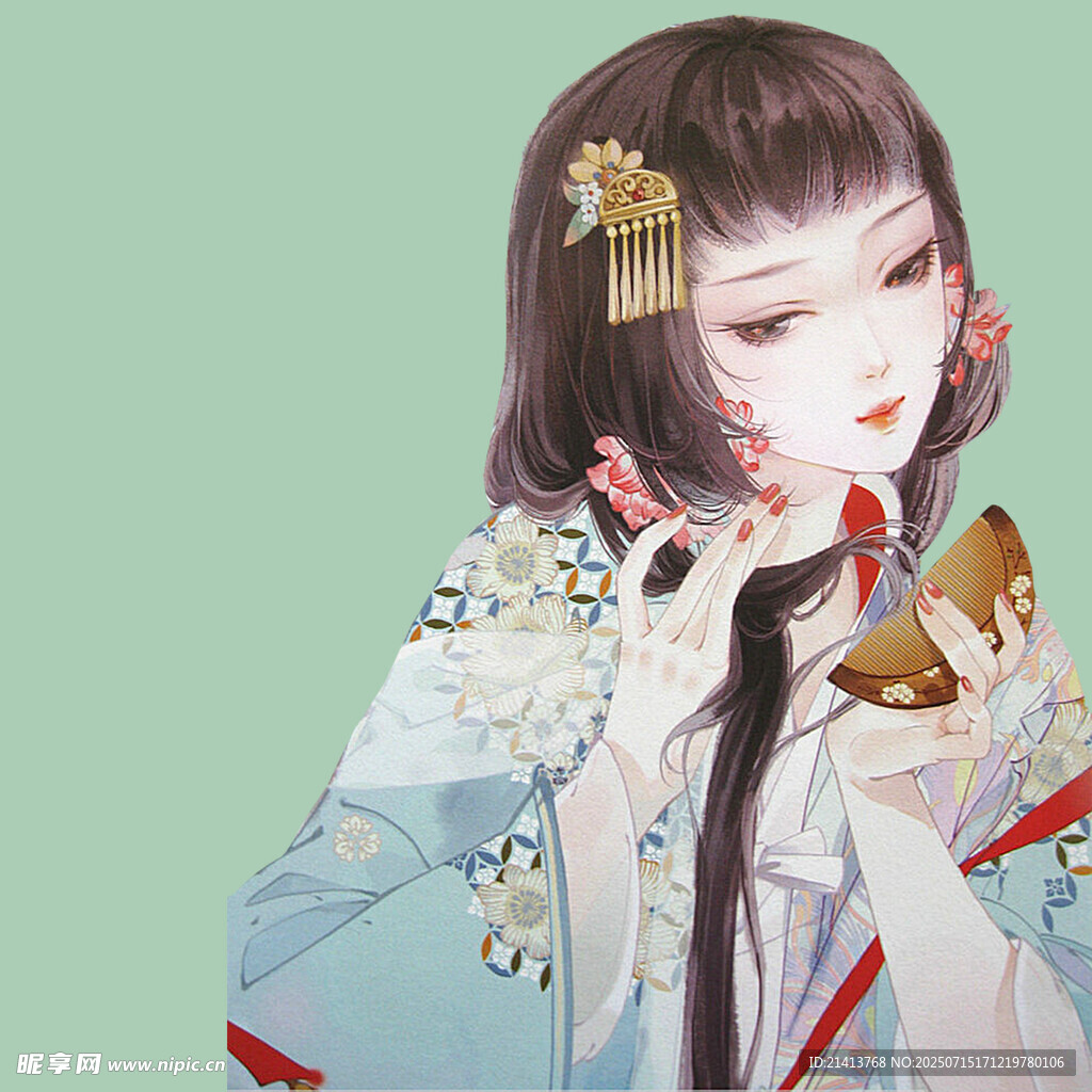 古风少女与蝶的唯美画面
