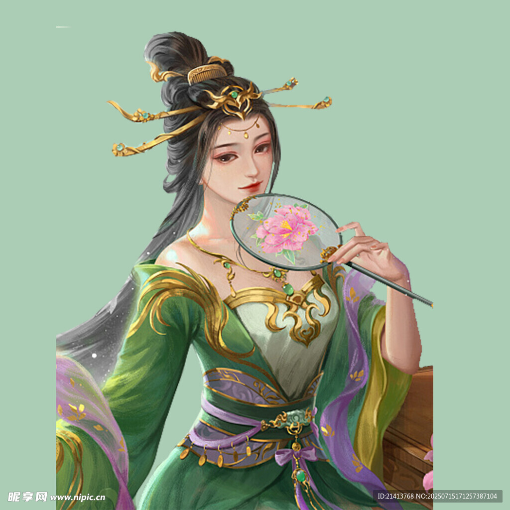 古风持扇优雅古装女子