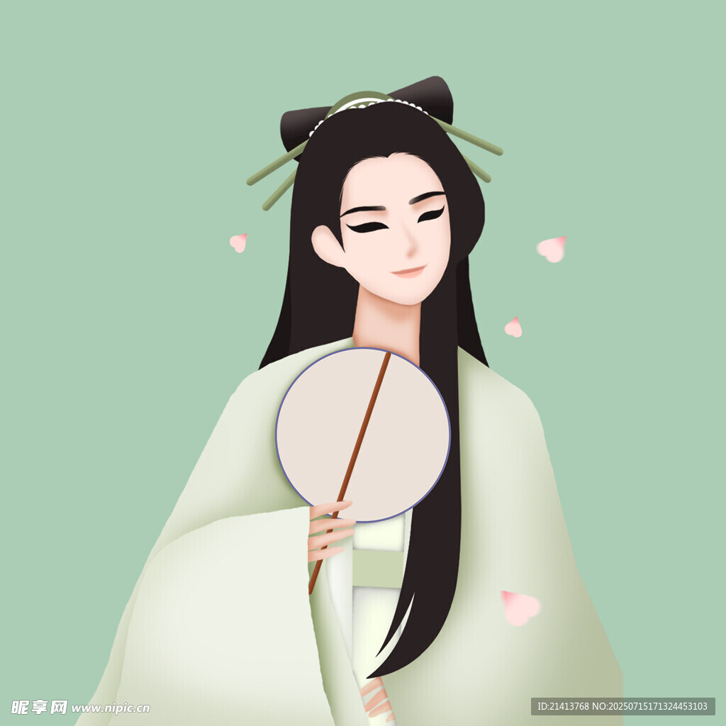 古风持扇女子优雅形象